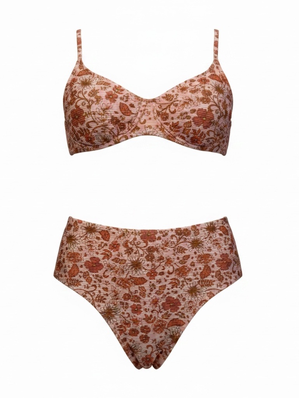Billabong Women’s M Retro Rise Rib Bikini Set Pink Floral 2 Piece NWT